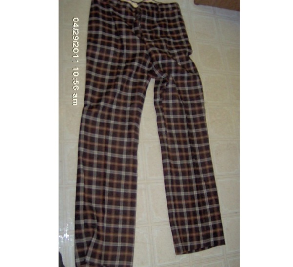 Brown Plaid Dress Pants-MN PT 6376-Waist 36"