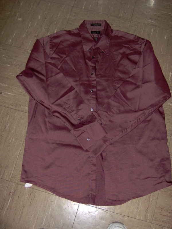 dark red Dress Shirt-Mn Sht 7440-Neck 16.5