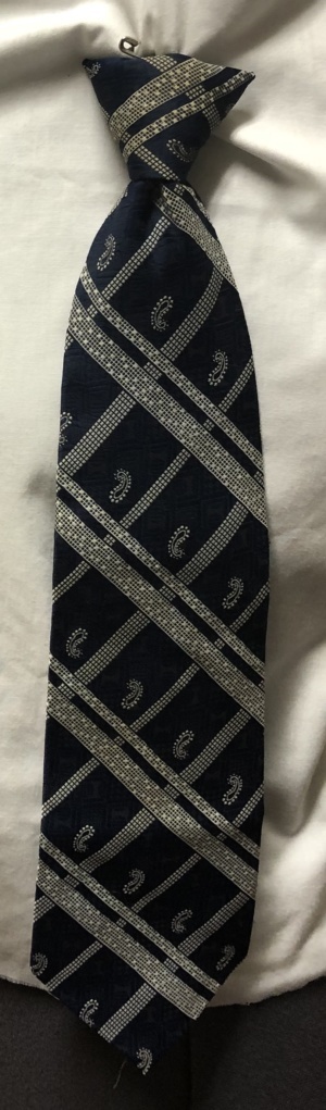 Dark blue and white Clip-on Tie-CL TI 4011- Wide