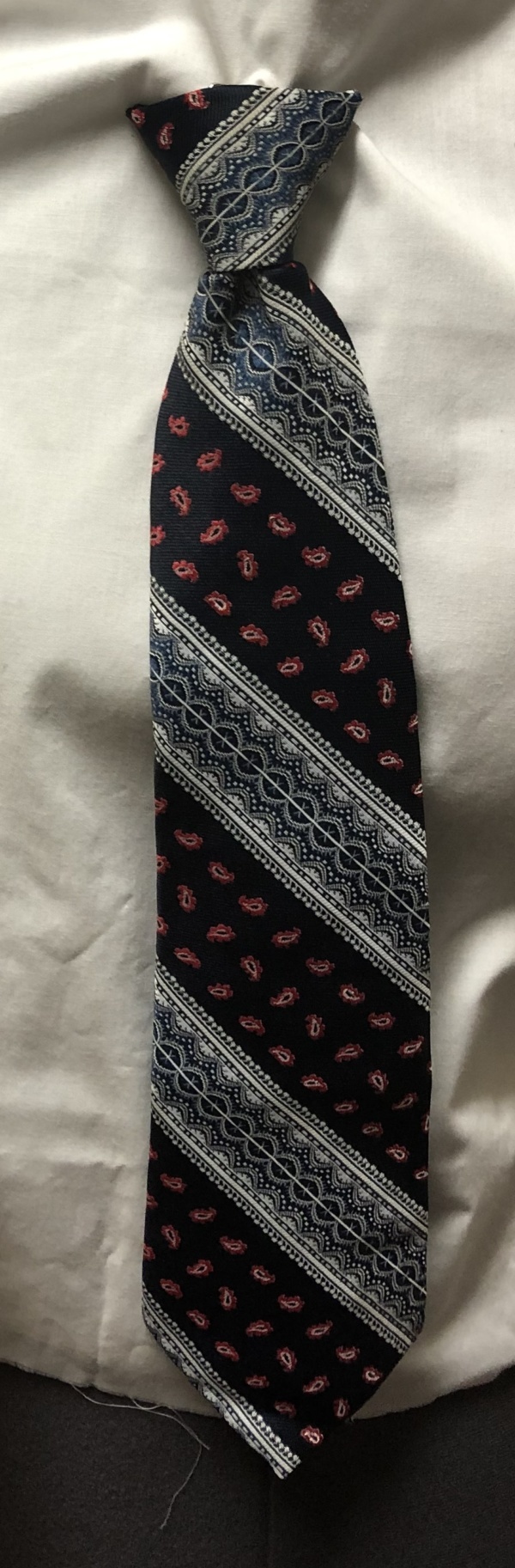 Dark blue, white, and red Clip-on Tie-CL TI 4015- Medium wide