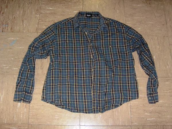 Blue and tan Flannel Shirt-MN FL SHT 4620-Neck-17