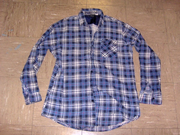 Blue and white and red Flannel Shirt-MN FL SHT 4640-Neck-17.5