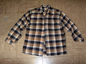 grey and tan and white Flannel Shirt-MN FL SHT 6000-Neck-14.5