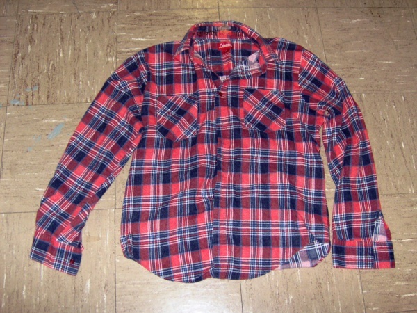 Red and blue and white Flannel Shirt-MN FL SHT 7440-Neck-16.5