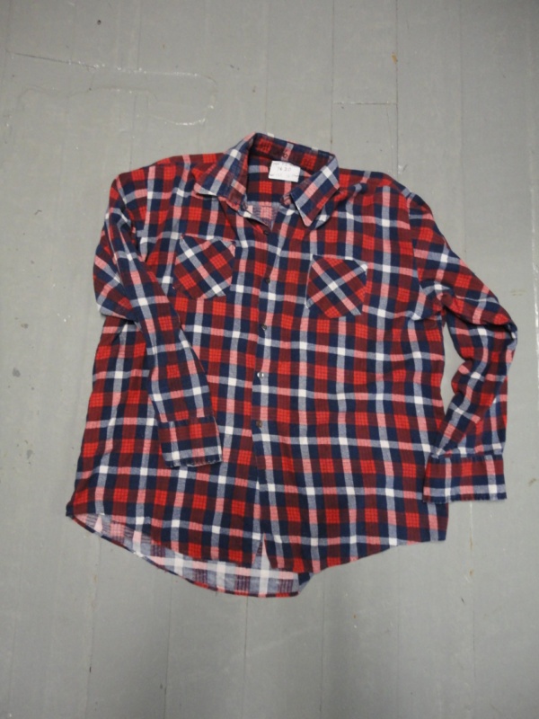 Red and blue and white Flannel Shirt-MN FL SHT 7620-Neck-17.5
