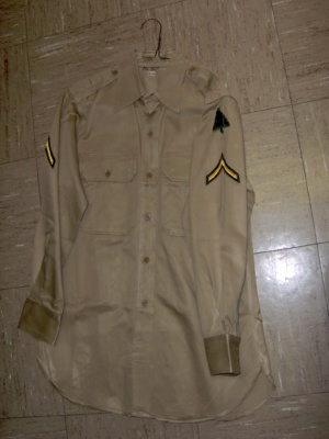 beige Military Shirt-Mn Ml Sht  6001-Neck 14.5