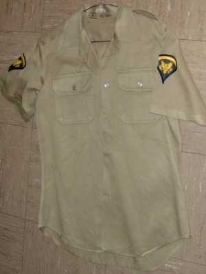 beige Military Shirt-Mn Ml Sht  6402-Neck 16
