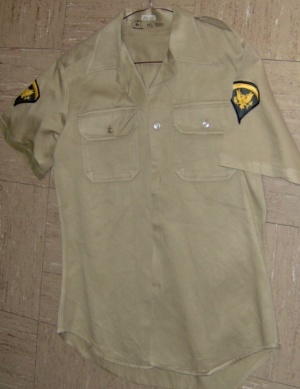 beige Military Shirt-Mn Ml Sht  6403-Neck 16.5