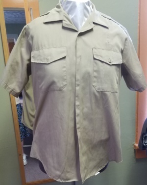 beige Military Shirt-Mn Ml Sht  6404-Neck 16.5