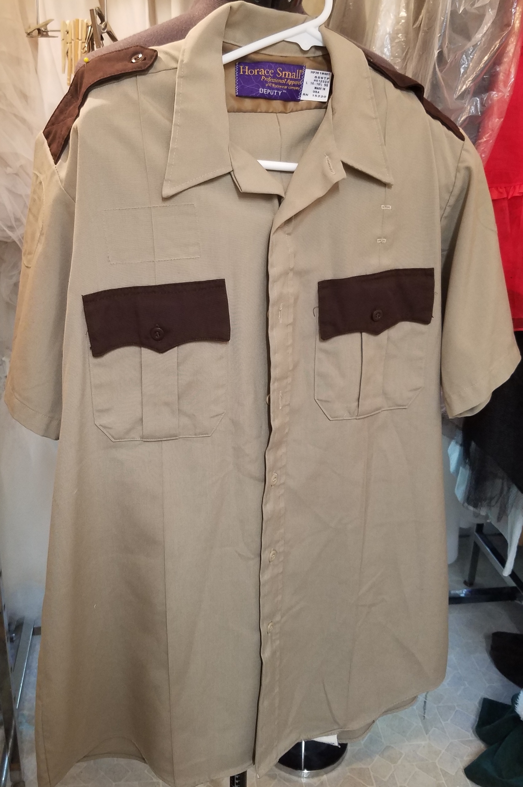 khaki Military Shirt-Mn Ml Sht 6802-Neck 18