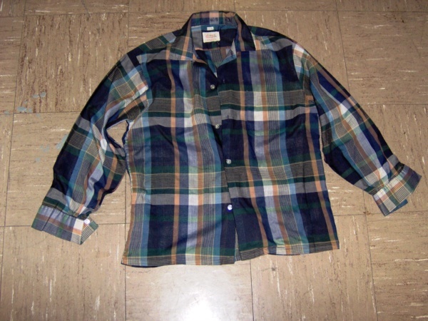 blue and green and yellow and grey long sleeve print shirt-Mn Prt Sht 4440-Neck-16.5