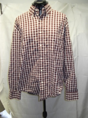 Burgundy and cream long sleeve print shirt-Mn Prt Sht 7641-Neck-17