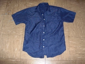 blue and white short sleeve shirt-Mn SS Sht 4204-Neck-15.5