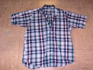 blue and green and white short sleeve shirt-Mn SS Sht 4600-Neck-17