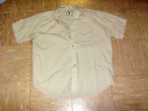 Brown and grey and white short sleeve shirt-Mn SS Sht 6600-Neck-17
