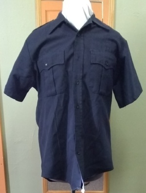 Dark blue short sleeve shirt-Mn SS Sht 4001-Neck-14