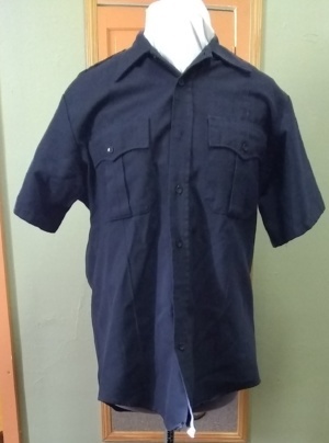 Dark blue short sleeve shirt-Mn SS Sht 4002-Neck-14