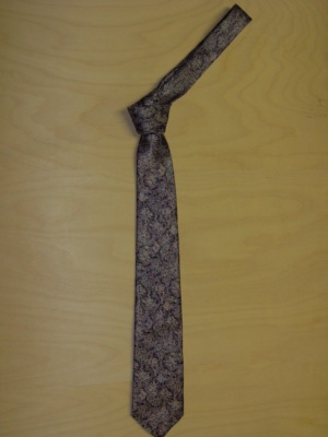 grey/tan Necktie-TI 2003- mosaic print