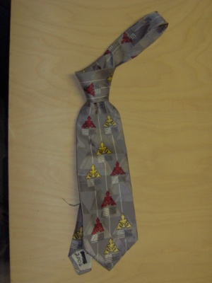 Grey and red and yellow Necktie-TI 2006- geometrical pattern