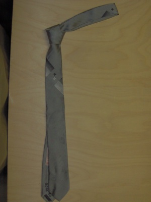 Grey and black Necktie-TI 2008- tone on tone stripe with center design