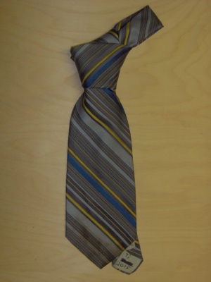 Grey and blue and yellow Necktie-TI 2015- diagonal stripe