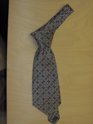 Grey and silver and red Necktie-TI 2016- geometrical pattern