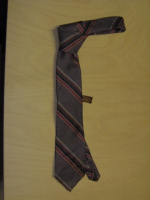 Grey and tan and red and black Necktie-TI 2030- Striped