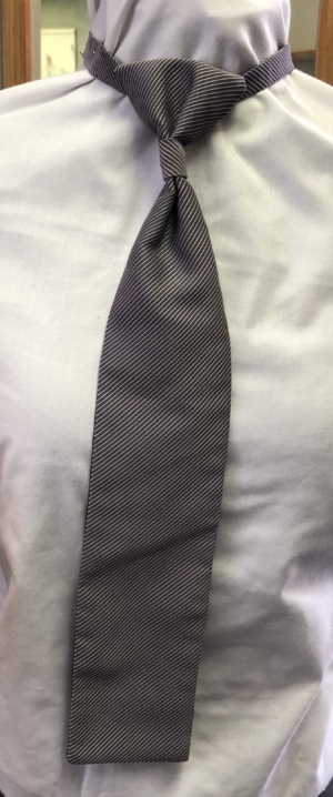 Grey and white Necktie-TI 2037- Striped (Tie: 17; Neck: adjustable)