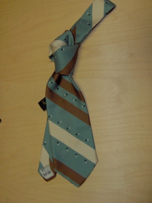 Green and brown and cream Necktie-TI 3019- Striped