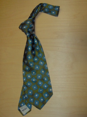 green and blue Necktie-TI 3020- blue squared pattern