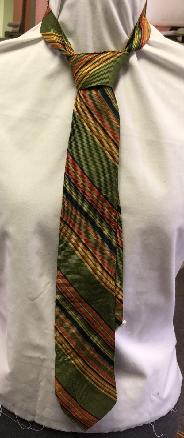 Green and orange Necktie-TI 3029- Striped