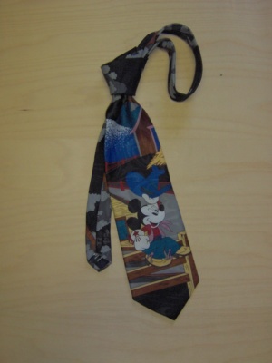 Blue and gray and yellow Necktie-TI 4000- Mickey mouse cowboy picture