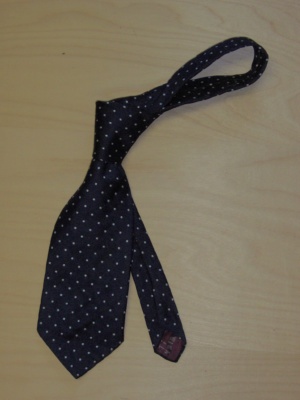 Navy and white Necktie-TI 4212- solid with small dots
