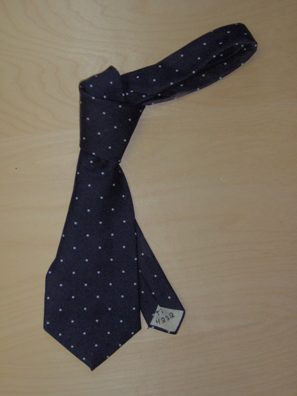 navy and white Necktie-TI 4232- solid with small dots