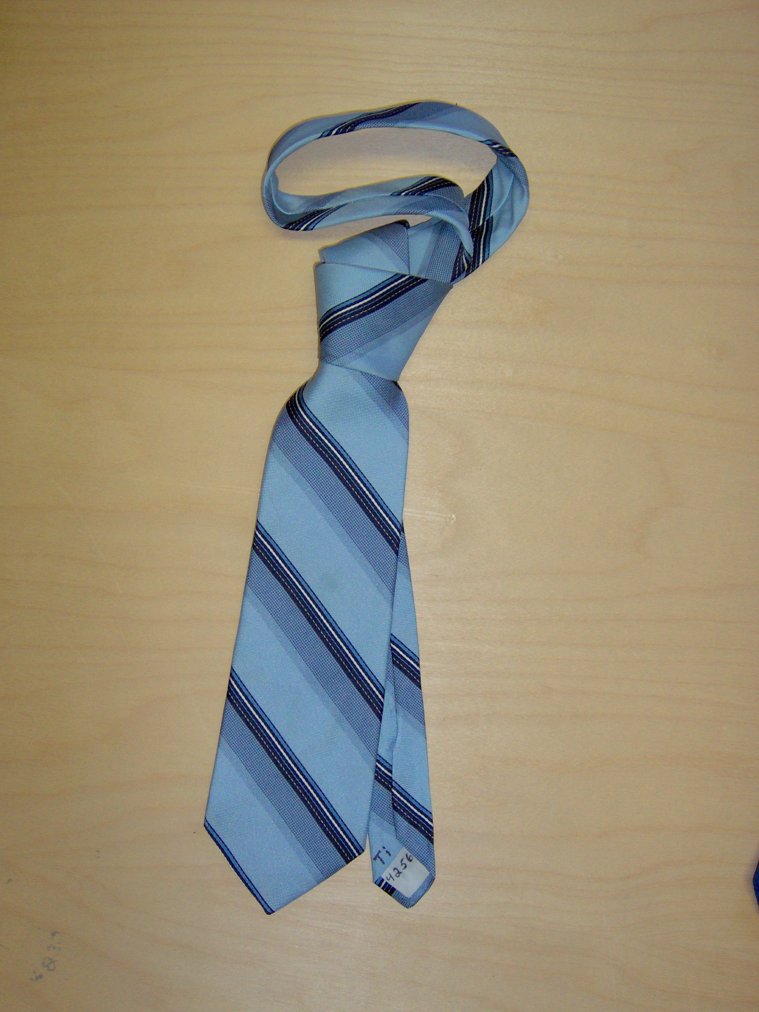 Blue and navy and white Necktie-TI 4256- diagonal stripe – Costume Cottage