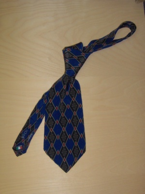 Blue and brown and black and yellow and red Necktie-TI 4309- diamond pattern