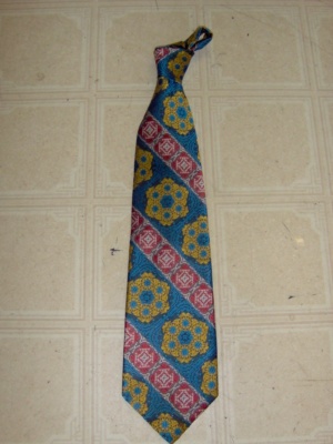 Blue and red and yellow and white and grey Necktie-TI 4316- geometrical design