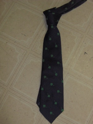 Blue and green Necktie-TI 4321- solid tie with shamrock design
