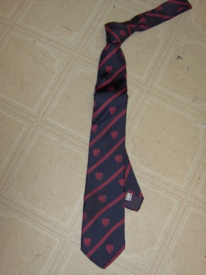 Blue and red Necktie-TI 4323- Striped tie with broken heart design.