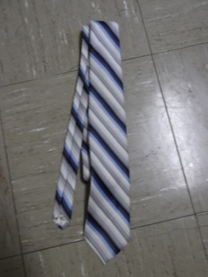 Blue and grey and white Necktie-TI 4325- striped