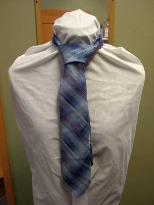 Blue and white Necktie-TI 4385- Diagonal stripes