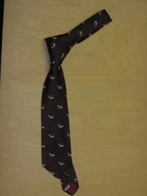 Dark brown and white and orange Necktie-TI 6009- whale pattern