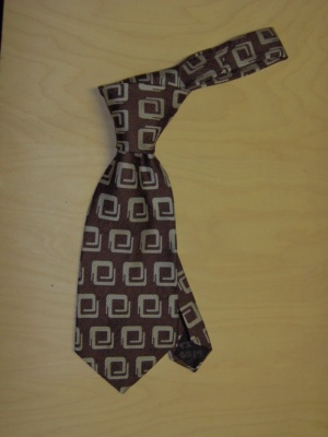 Brown and cream Necktie-TI 6013- square swirls tone on tone