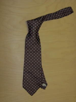 Dark brown and cream and blue Necktie-TI 6025- flower pattern