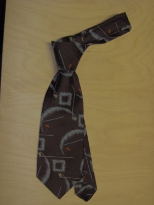 Dark brown and blue and orange and yellow Necktie-TI 6039- pattern