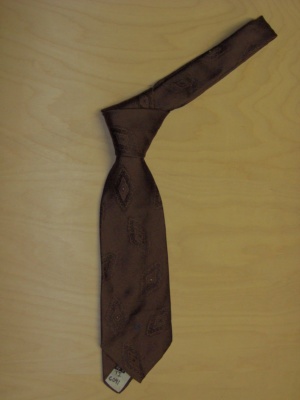 Dark brown and navy and whtie Necktie-TI 6041- diamond pattern
