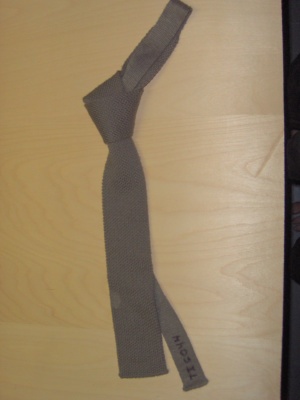Grey-brown Necktie-TI 6044- sock tie; square ends