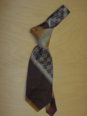 Brown and cream and yellow Necktie-TI 6222- patterned stripe