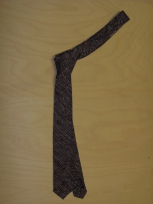 Black and dark brown and orange and grey Necktie-TI 6236- woven stripe