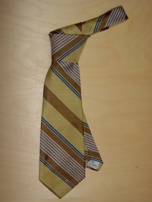 Yellow and brown and dark blue Necktie-TI 6244- striped